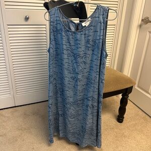 Beach Pattern Blue Knee Length Dress